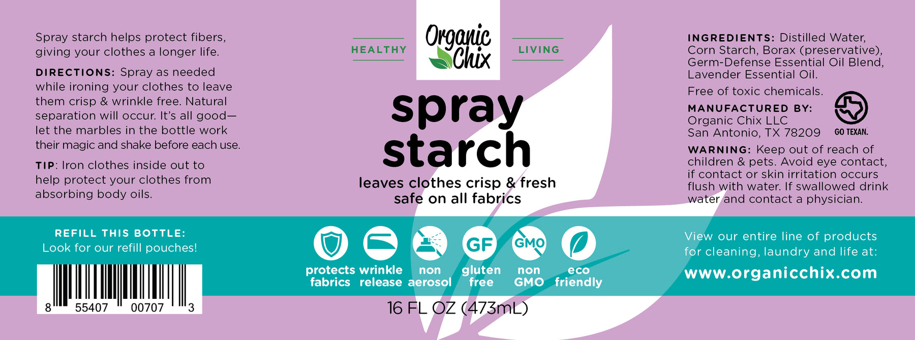 Spray Starch Organic Chix