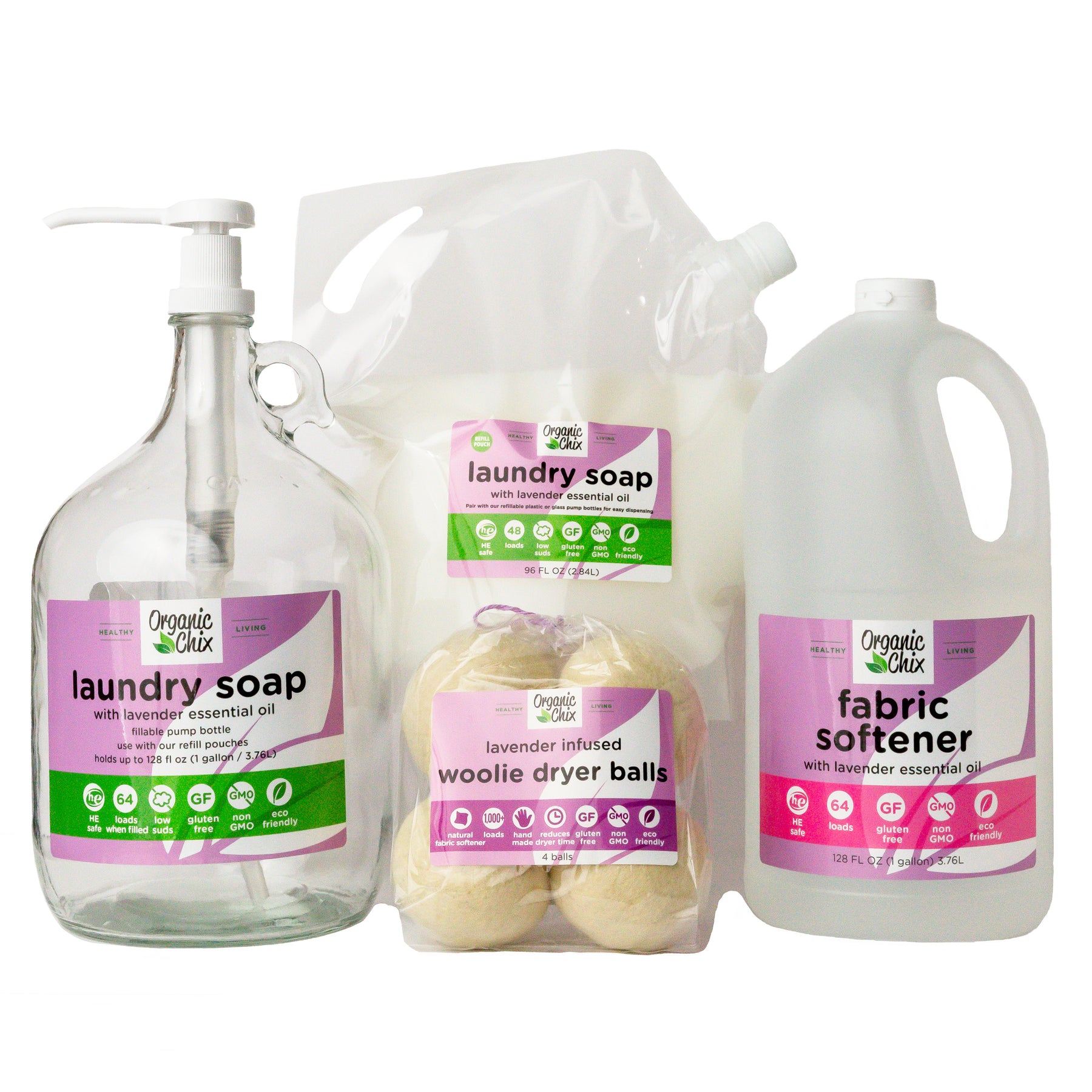 Laundry Starter Bundle, Glass Jug – Organic Chix